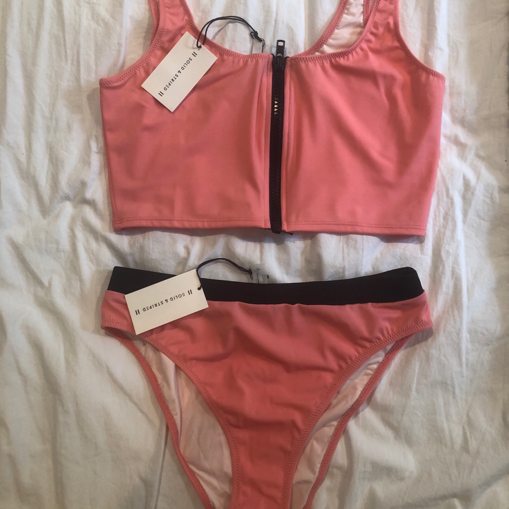 Solid And Striped Zip Bikini